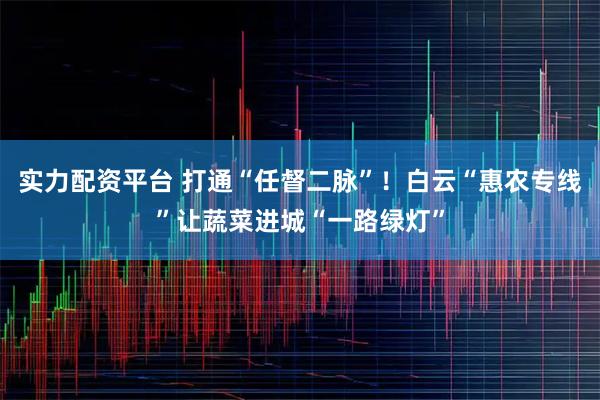 实力配资平台 打通“任督二脉”！白云“惠农专线”让蔬菜进城“一路绿灯”